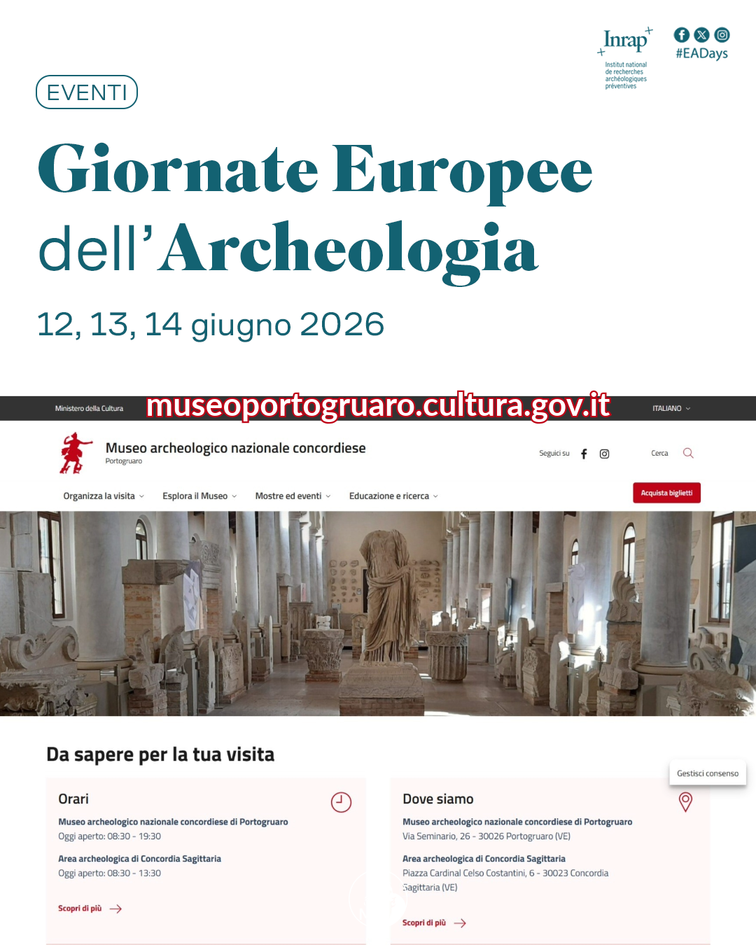 Il nuovo sito del Museo Nazionale Concordiese e dell’Area Archeologica di Concordia Sagittaria | GEA 2026